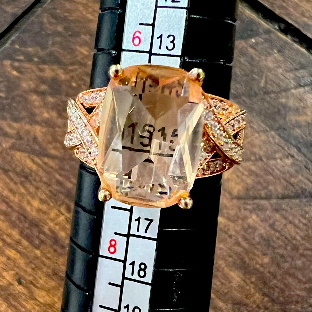 925 Sterling silver rose gold gemstone ring size 7